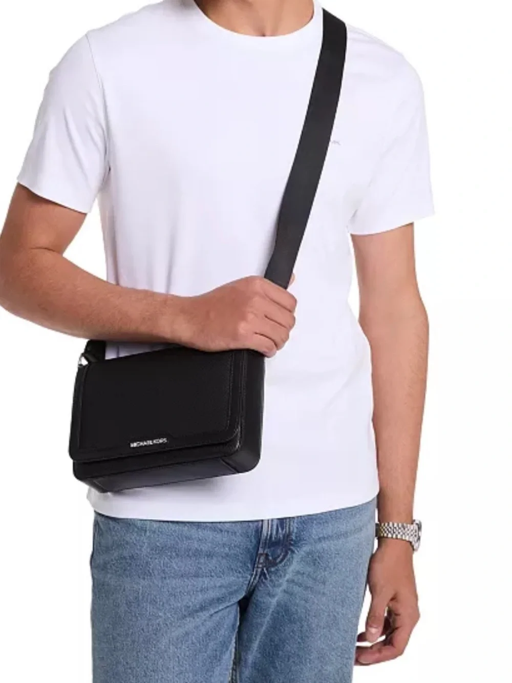 Michael Kors unisex Leather Mini-Flap Logo Crossbody Bag